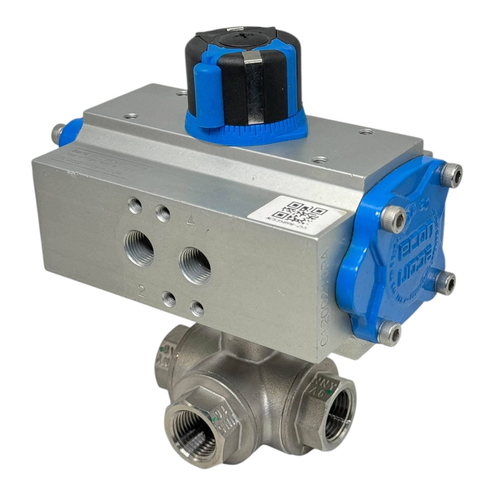 Econ Fig.7902 Pneumatikaktor Double Acting mit 3-Wege Kugelhahn DN15 1/2” CF8M
