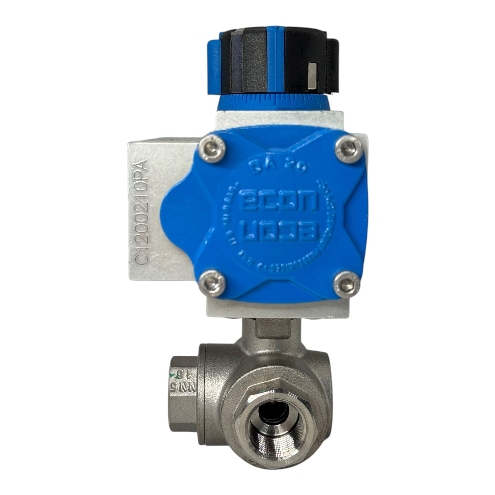 Econ Fig.7902 Pneumatikaktor Double Acting mit 3-Wege Kugelhahn DN15 1/2” CF8M