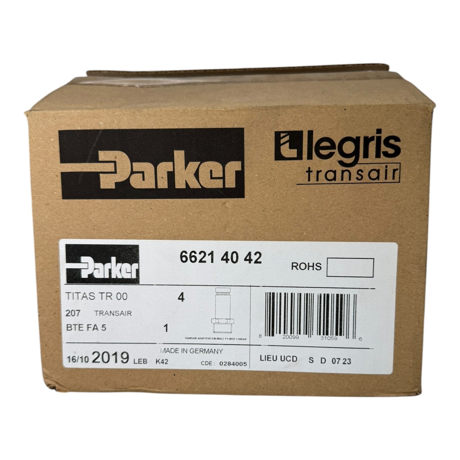 Parker Legris Transair 6621 40 42 Anschlussstück Gewindeadapter 40mm