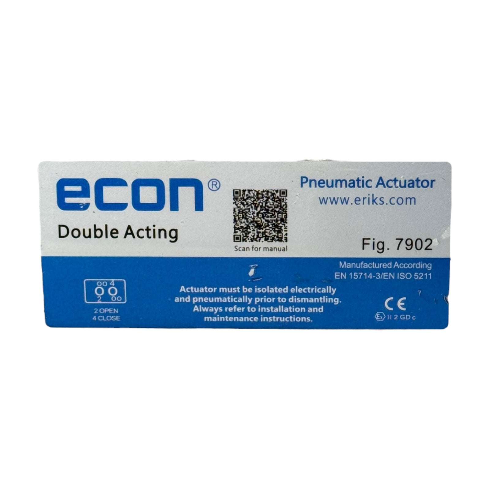 Econ Fig.7902 Pneumatikaktor Double Acting mit 3-Wege Kugelhahn DN15 1/2” CF8M