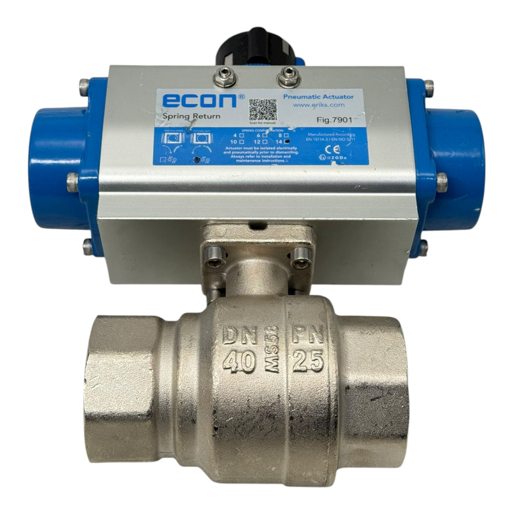 Econ Fig.7901 Pneumatikaktor Spring Return mit Kugelhahn DN40 PN25 MSS58