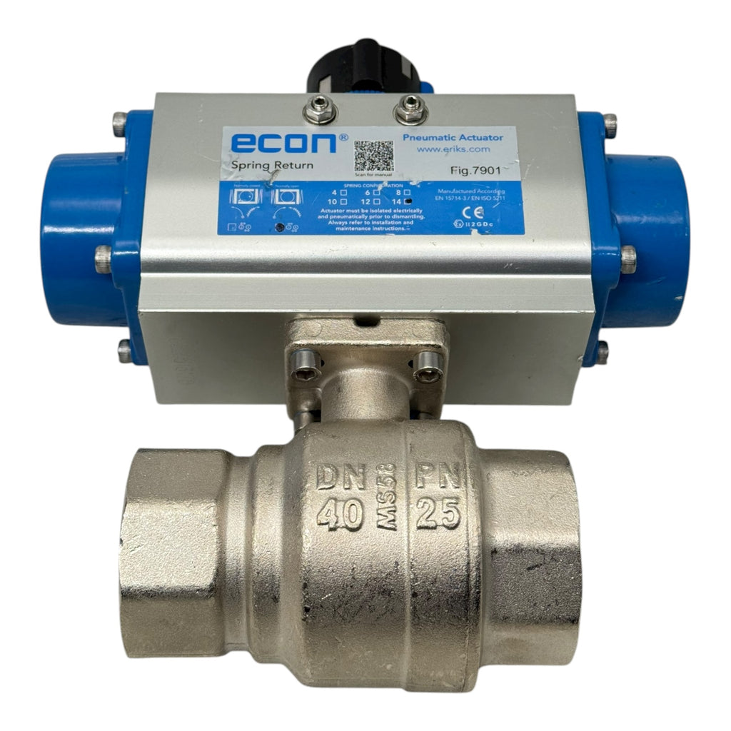 Econ Fig.7901 Pneumatikaktor Spring Return mit Kugelhahn DN40 PN25 MSS58