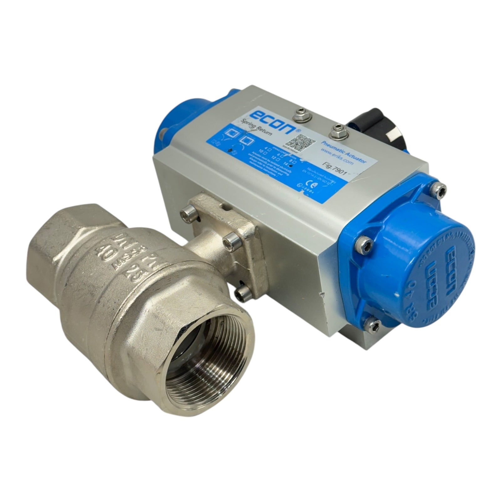 Econ Fig.7901 Pneumatikaktor Spring Return mit Kugelhahn DN40 PN25 MSS58