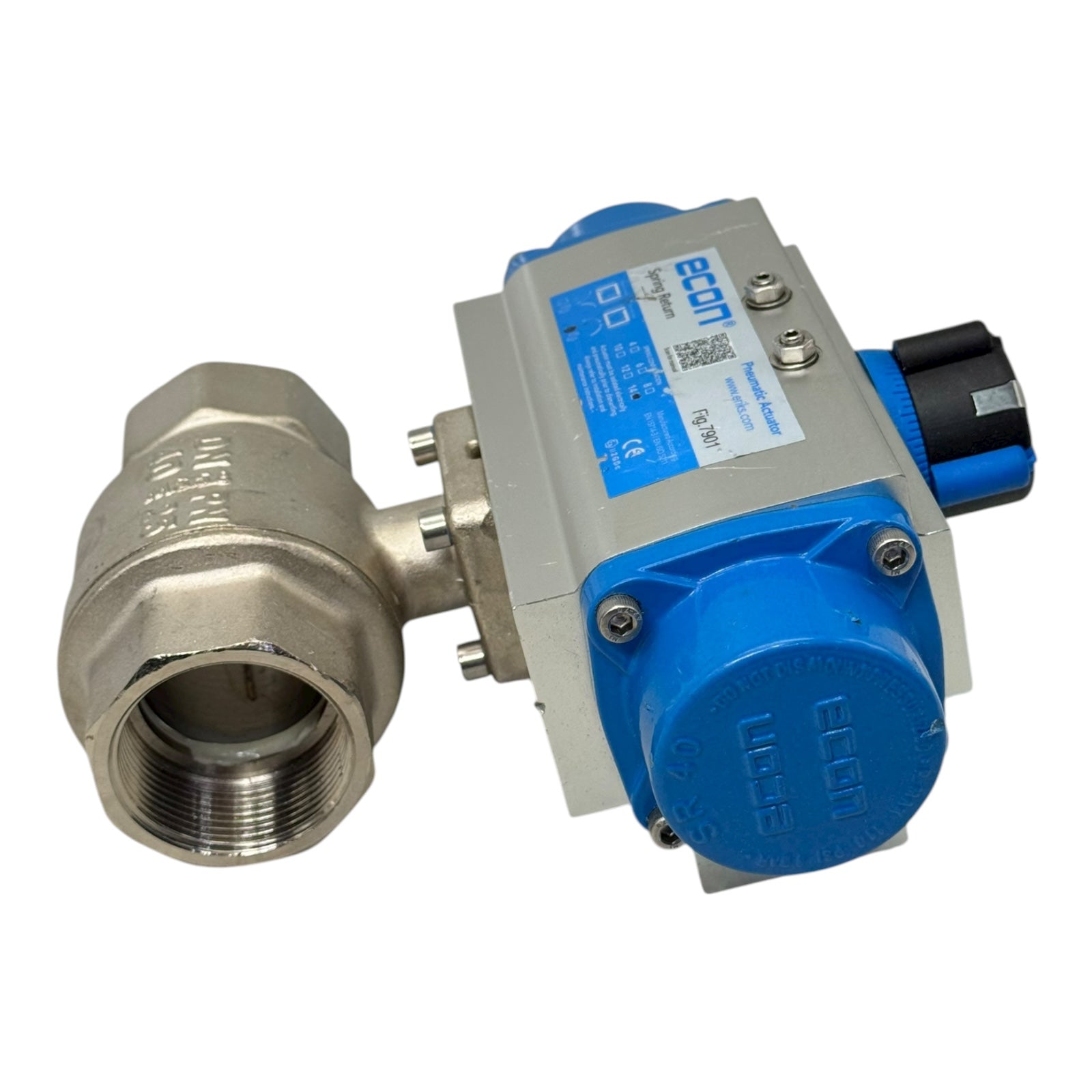 Econ Fig.7901 Pneumatikaktor Spring Return mit Kugelhahn DN40 PN25 MSS58