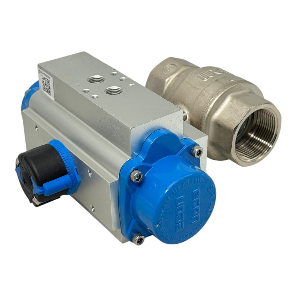 Econ Fig.7901 Pneumatikaktor Spring Return mit Kugelhahn DN40 PN25 MSS58