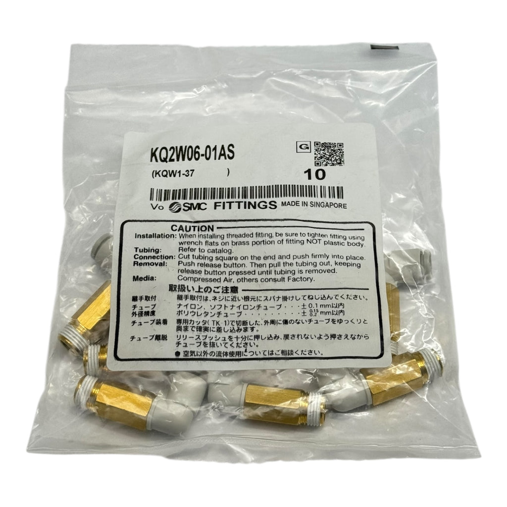 10x SMC KQ2W06-01AS Winkelverschraubung 6 mm–R1/8” Pneumatik Fitting
