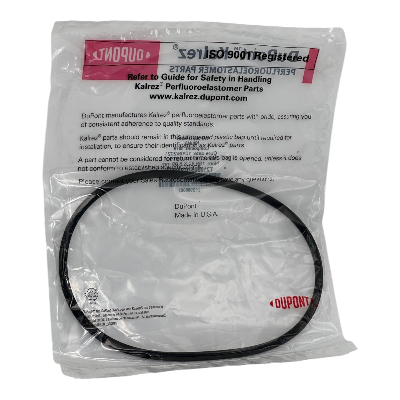 DuPont Kalrez O-Ring 443 K443 4079 Compound 189.87x6.99 mm FFKM Chemie Dichtung