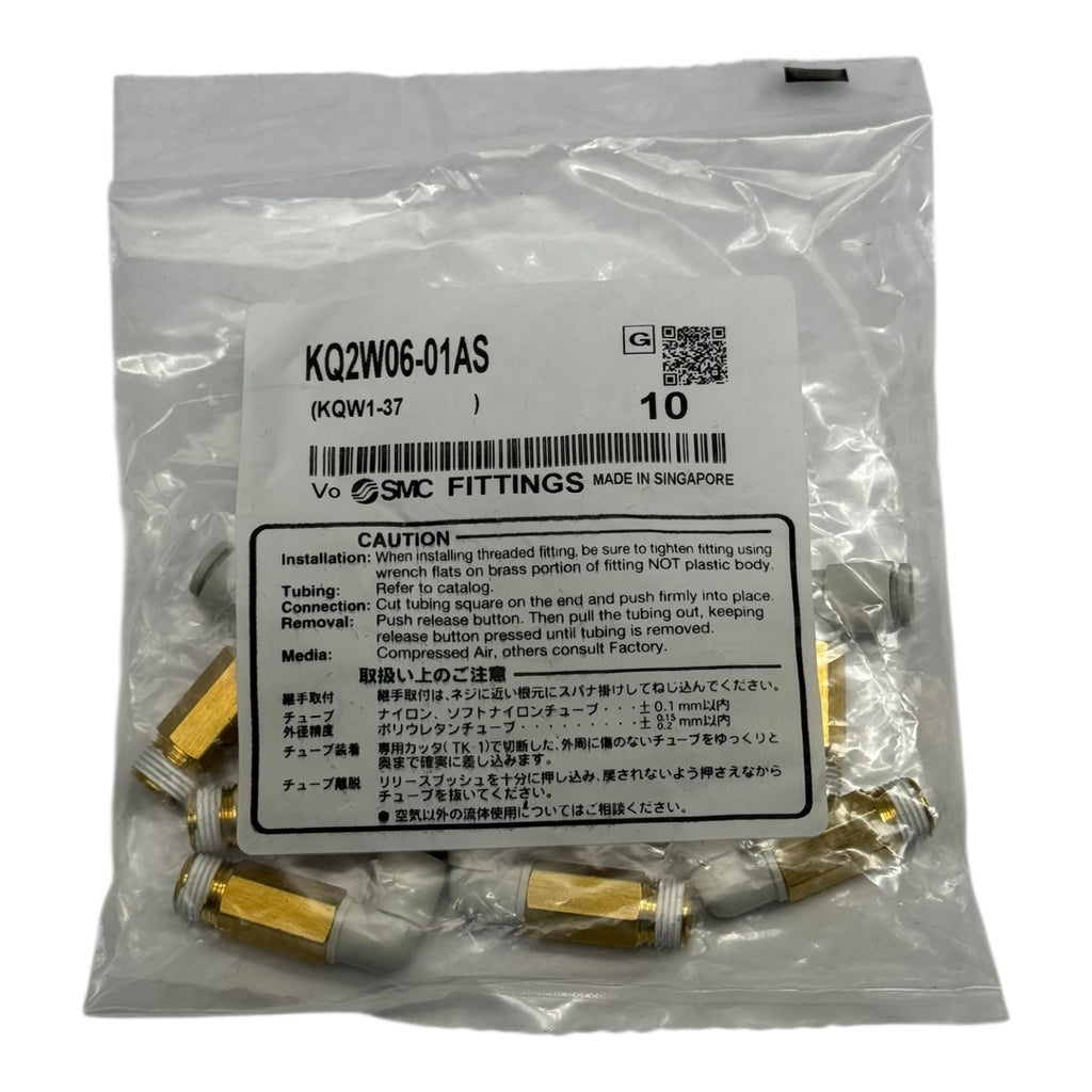 10x SMC KQ2W06-01AS Winkelverschraubung 6 mm–R1/8” Pneumatik Fitting