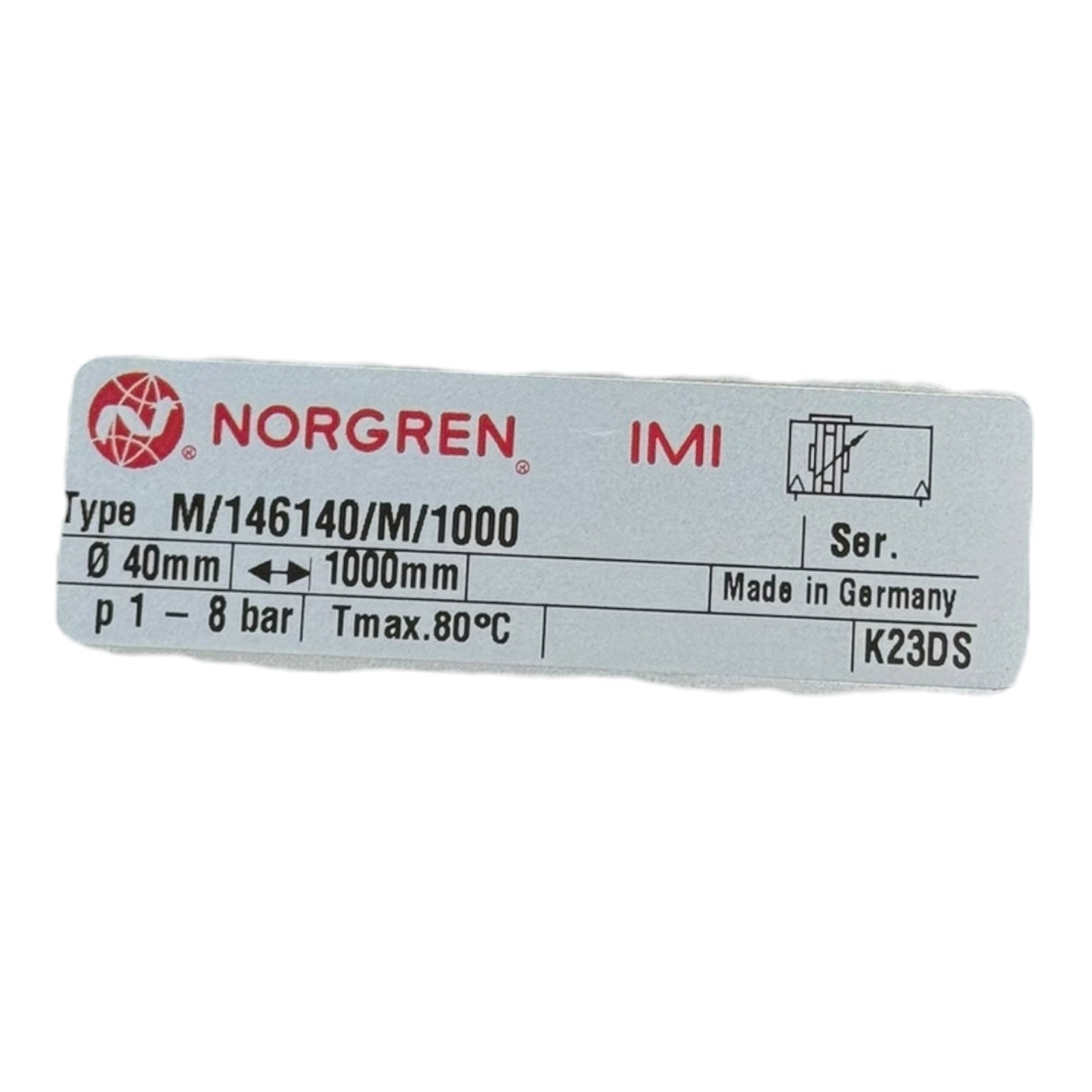 Norgren M/146140/M/1000 Lintra Pneumatikzylinder Ø40mm Hub 1000mm
