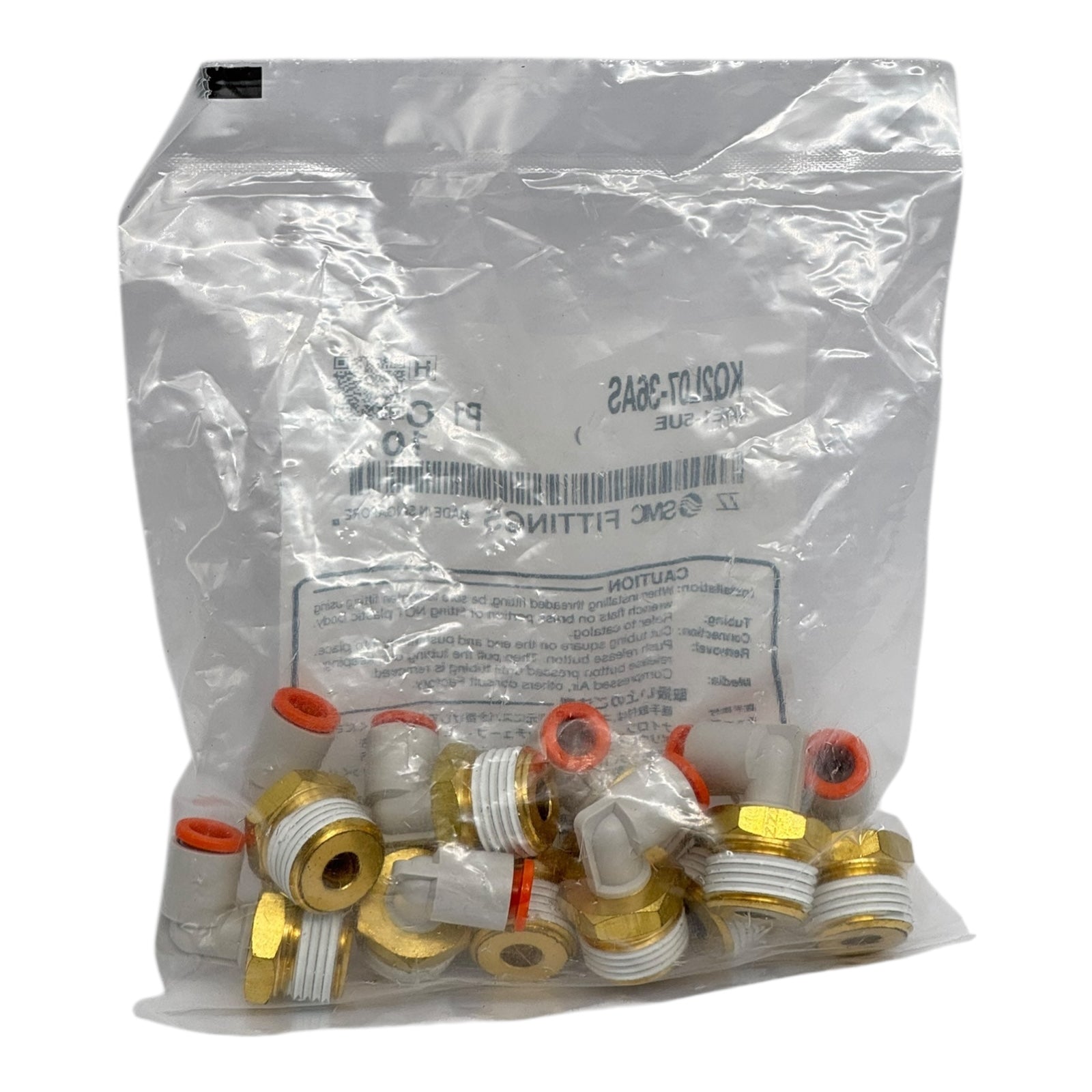 10x SMC KQ2L07-36AS Winkelstecker 7 mm–R3/8” Pneumatik Fitting