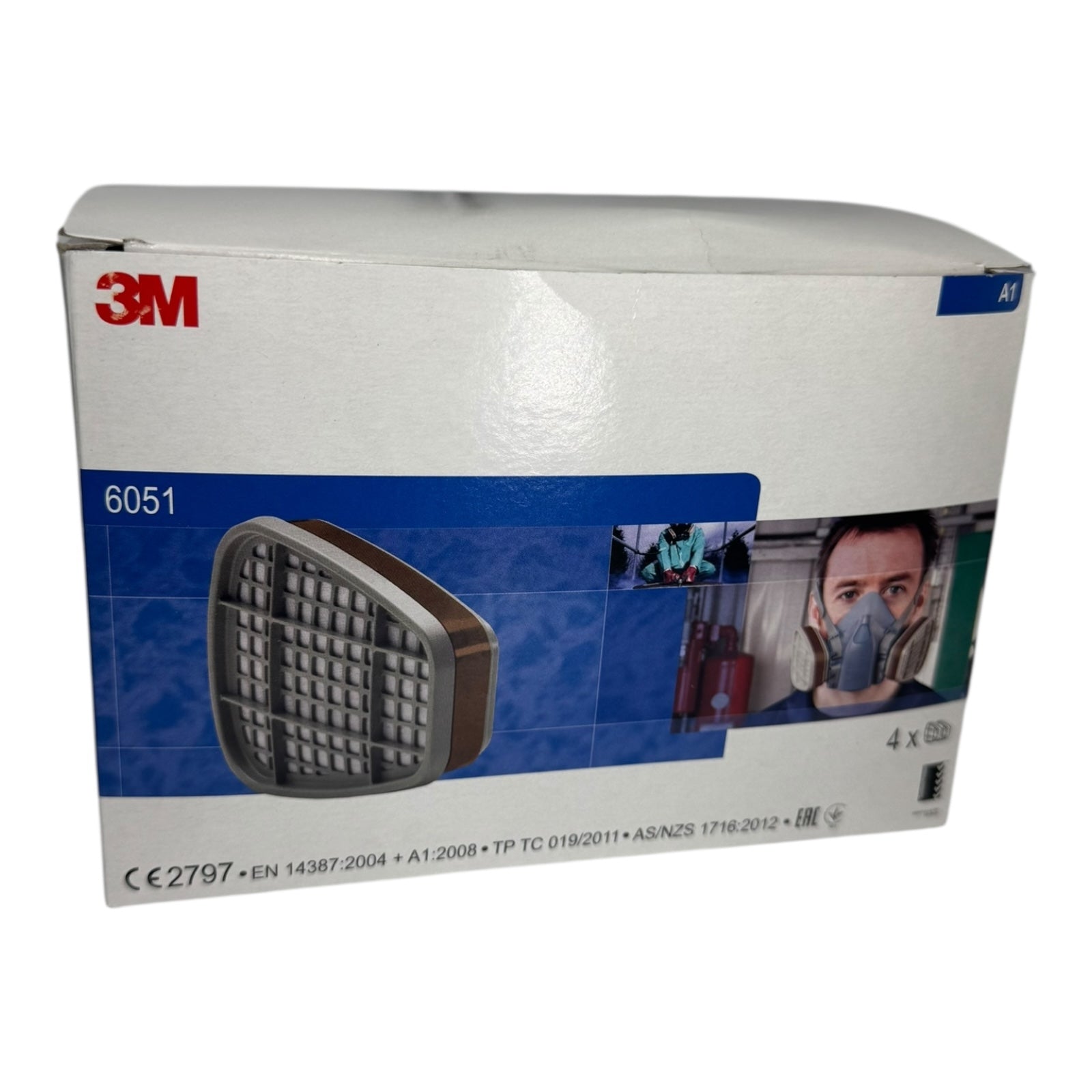 4x 3M 6051 A1 Gasfilter Set für Halb- und Vollmasken gegen organische Gase