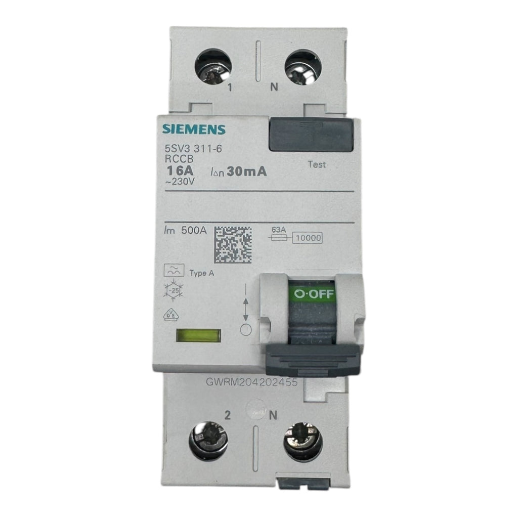 Siemens 5SV3 311-6 FI-Schutzschalter 16A 30mA 2-polig Typ A RCCB 230V