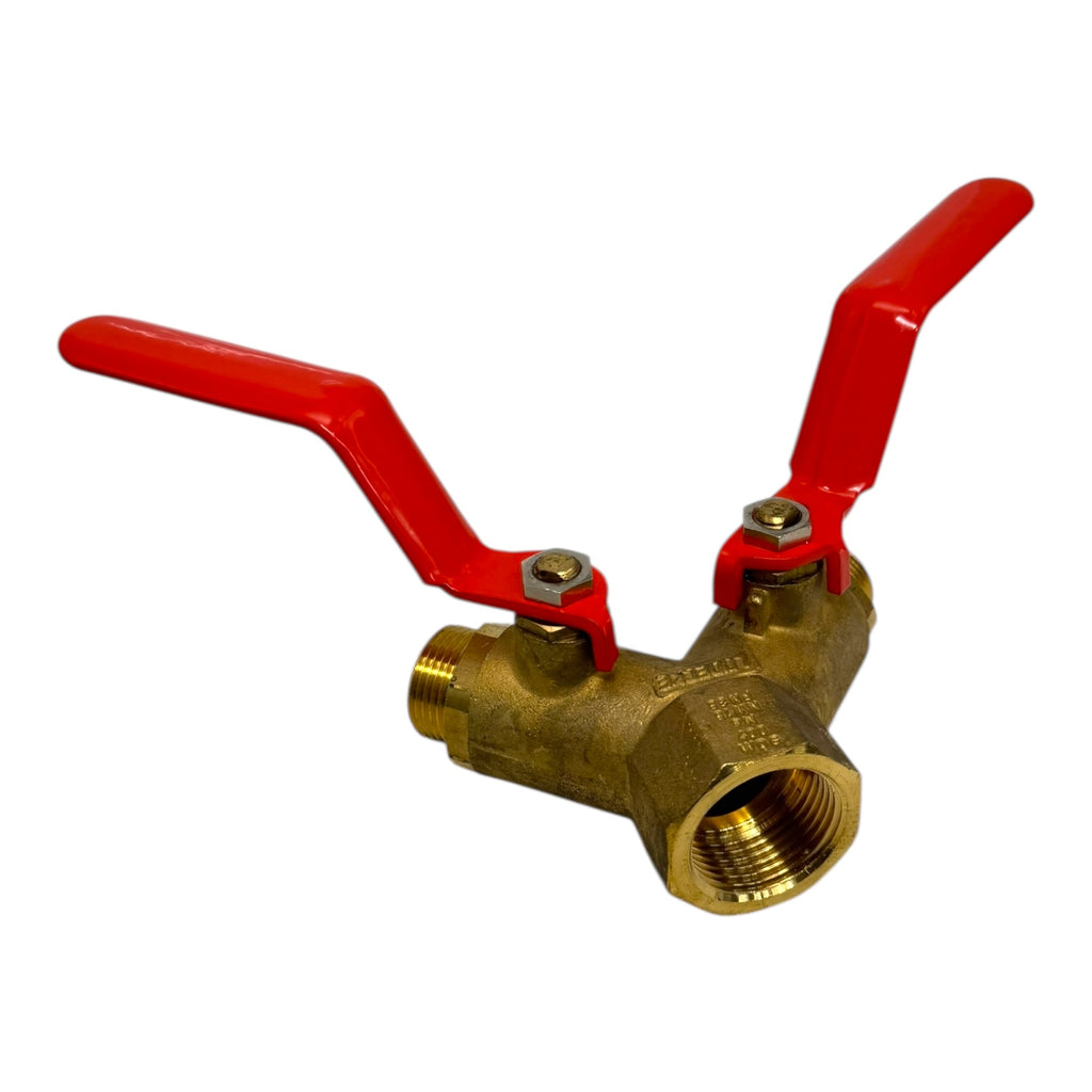 Luedecke DKH 10 Doppel-Kugelhahn Messing G1” 2× G3/4” Entlüftung PN35 400WOG