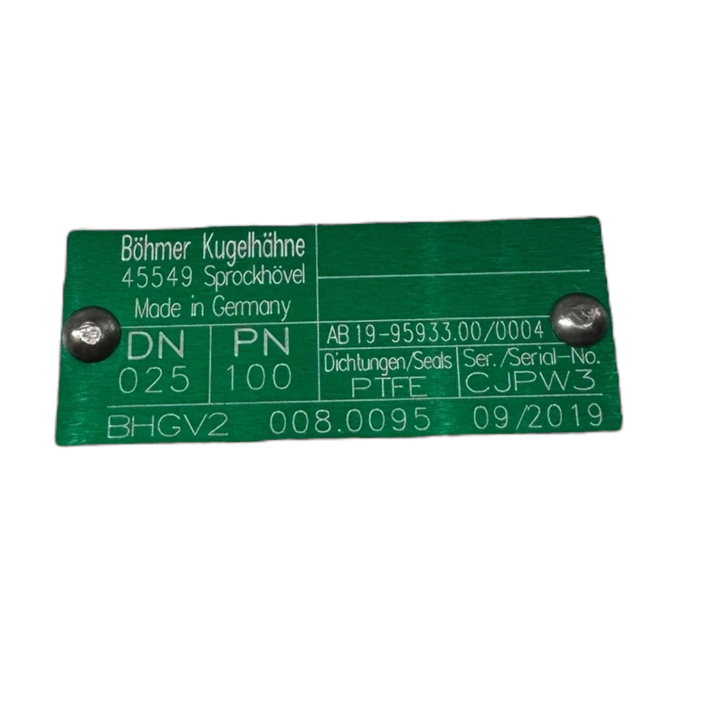 Böhmer 008.0095 Kugelhahn DN 25 PN 100 PTFE Dichtung AB19-95933