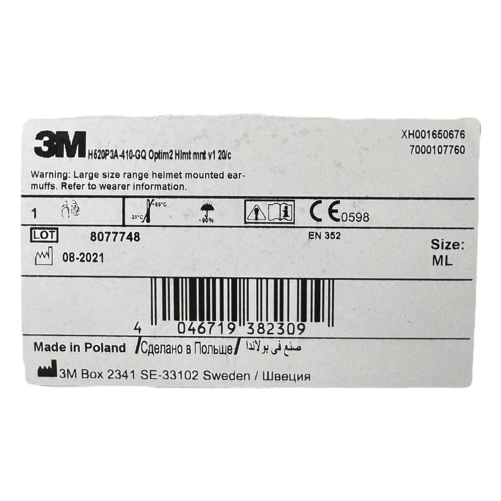 3M H520P3 Peltor Optime II Kapselgehörschutz Helmmontage EN352 SNR 30dB