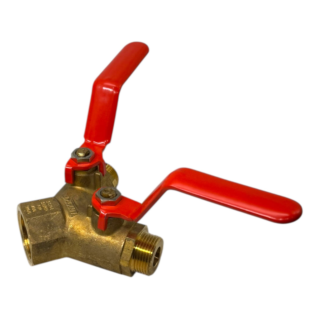 Luedecke DKH 10 Doppel-Kugelhahn Messing G1” 2× G3/4” Entlüftung PN35 400WOG