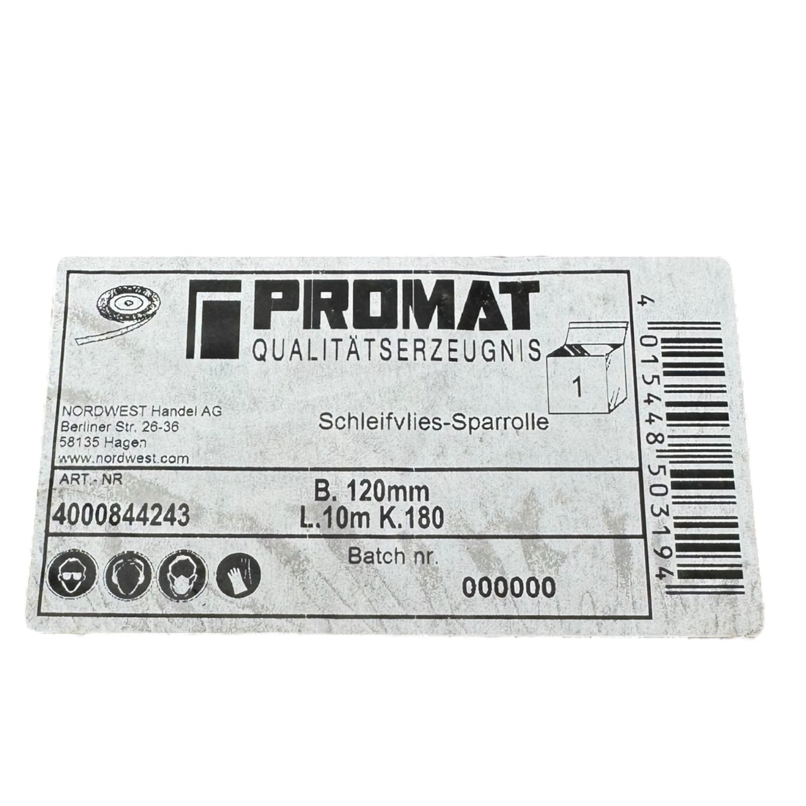 PROMAT 4000844243 Schleifvlies-Sparrolle 120mm x 10m K180 Medium