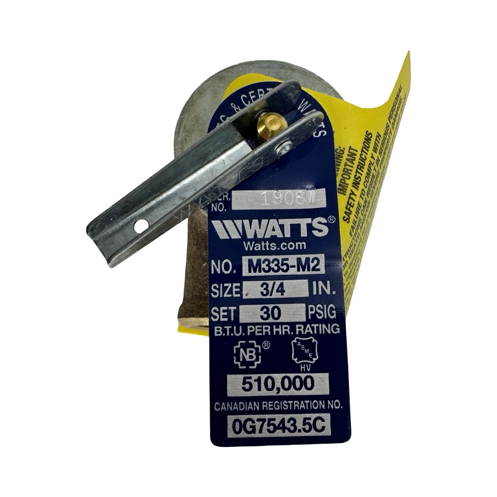 Watts M335-M2 Sicherheitsventil 3/4 Zoll 30 PSI ASME Pressure Relief