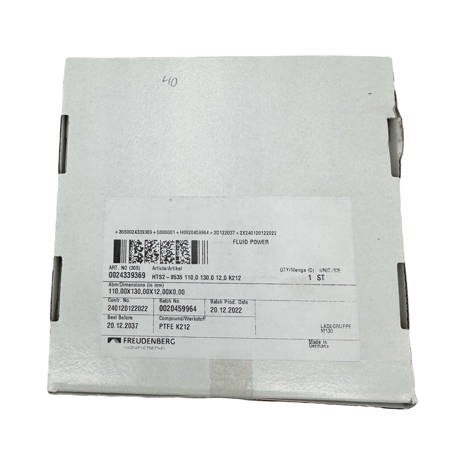 Freudenberg Radiamatic HTS2 9535 PTFE Wellendichtung 110x130x12 K212