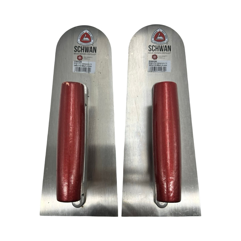 2x Schwan Belgische Glättekelle 280x115mm Profi Kelle Edelstahl Maurer
