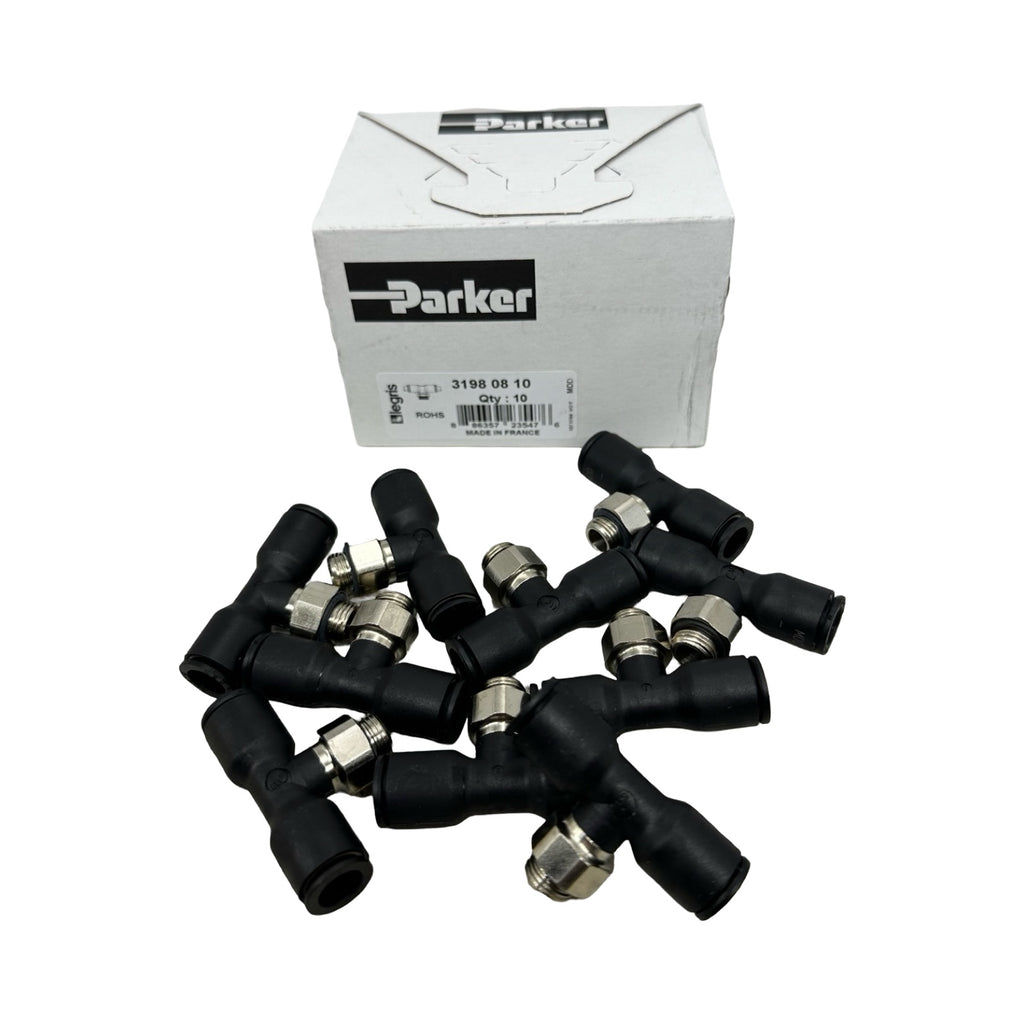 10x Parker Legris 31980810 Pneumatik T-Steckverschraubung Einschraubfitting