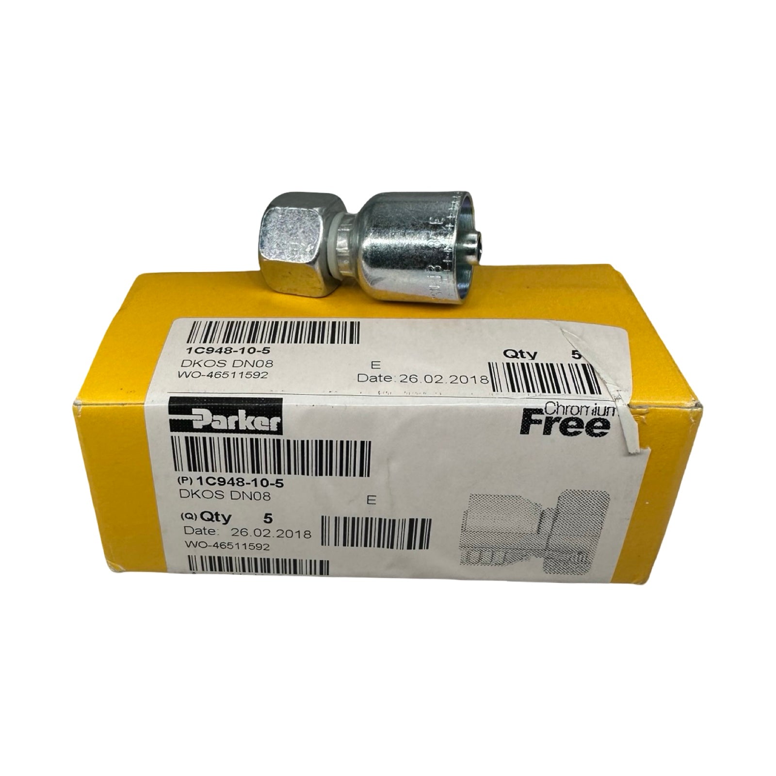 5x Parker 1C948-10-5 DKOS DN08 Hydraulikverschraubung Chromfrei
