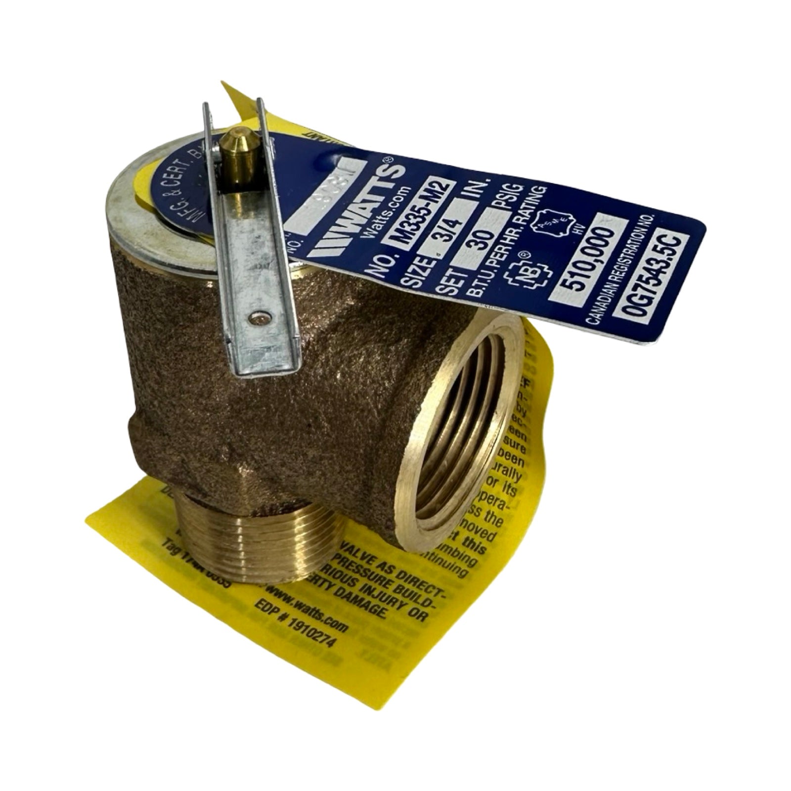 Watts M335-M2 Sicherheitsventil 3/4 Zoll 30 PSI ASME Pressure Relief