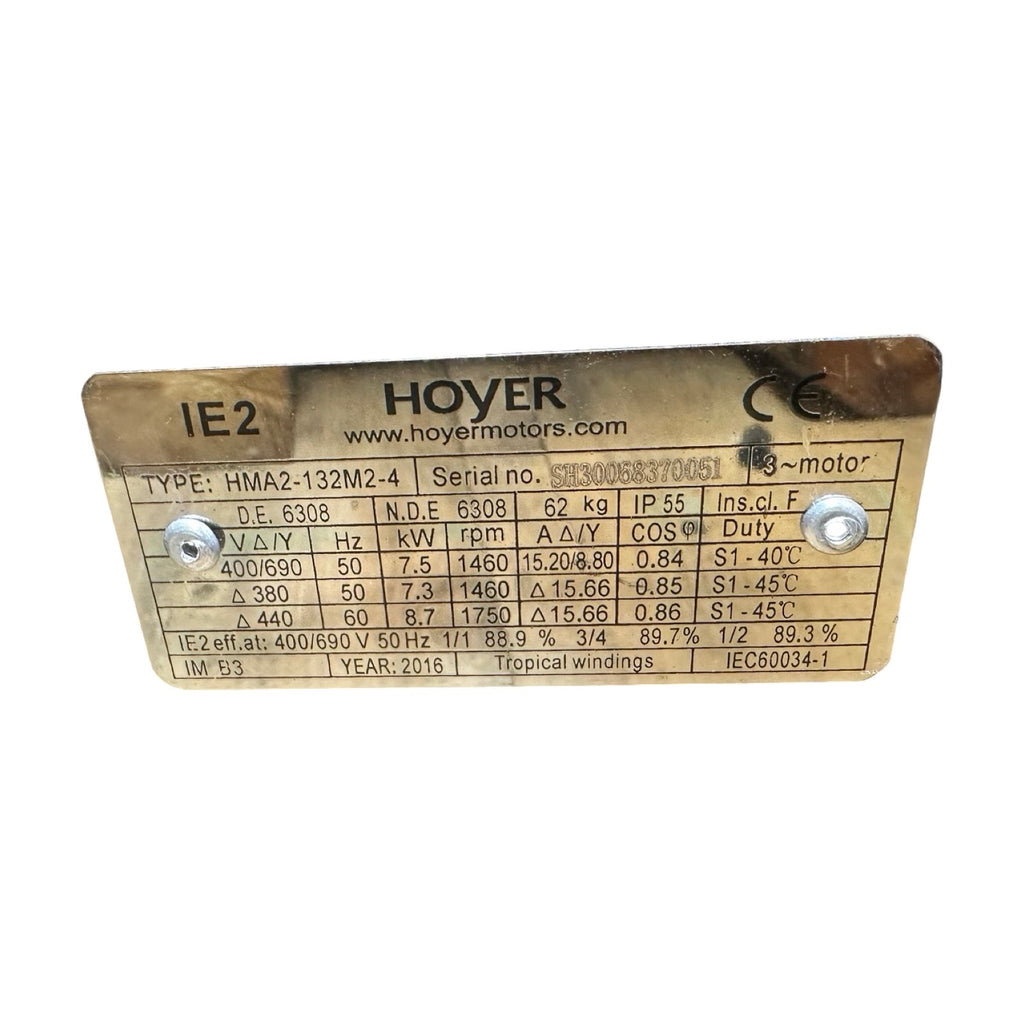 Hoyer IE2 Drehstrommotor HMA2-132M2-4 7,5kW 400/690V IP55 IM B3
