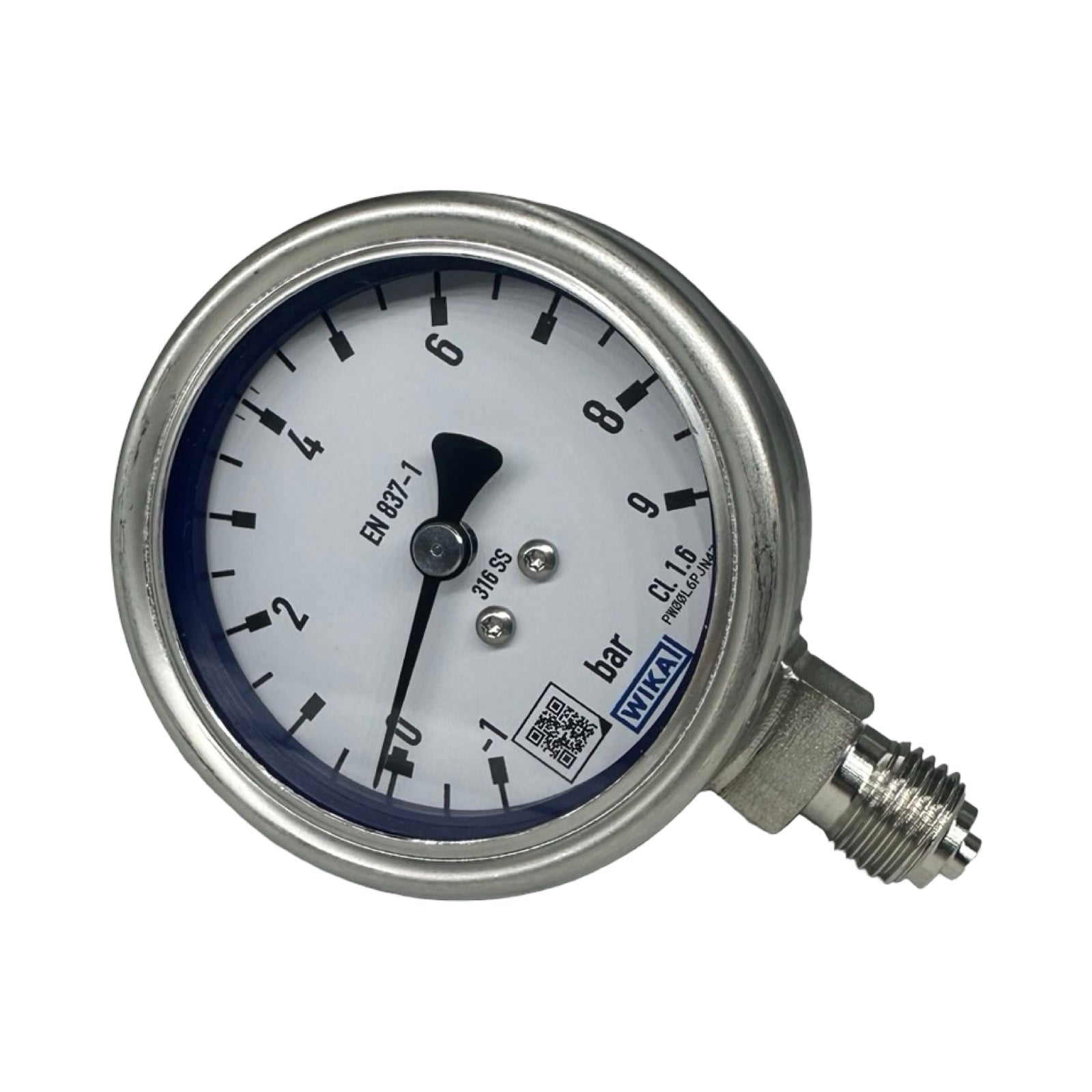 WIKA 232.50.063 Manometer -1 bis 9 bar G1/4 Edelstahl 316 Druckmesser