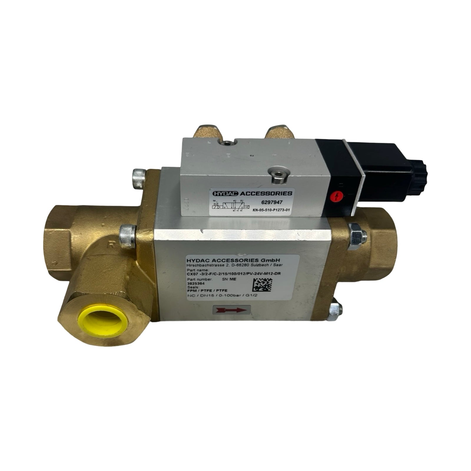 HYDAC 3825364 Magnetventil CX07 -3/2-F/C-2/15/100/012/PV-24V-M12-DR -100bar
