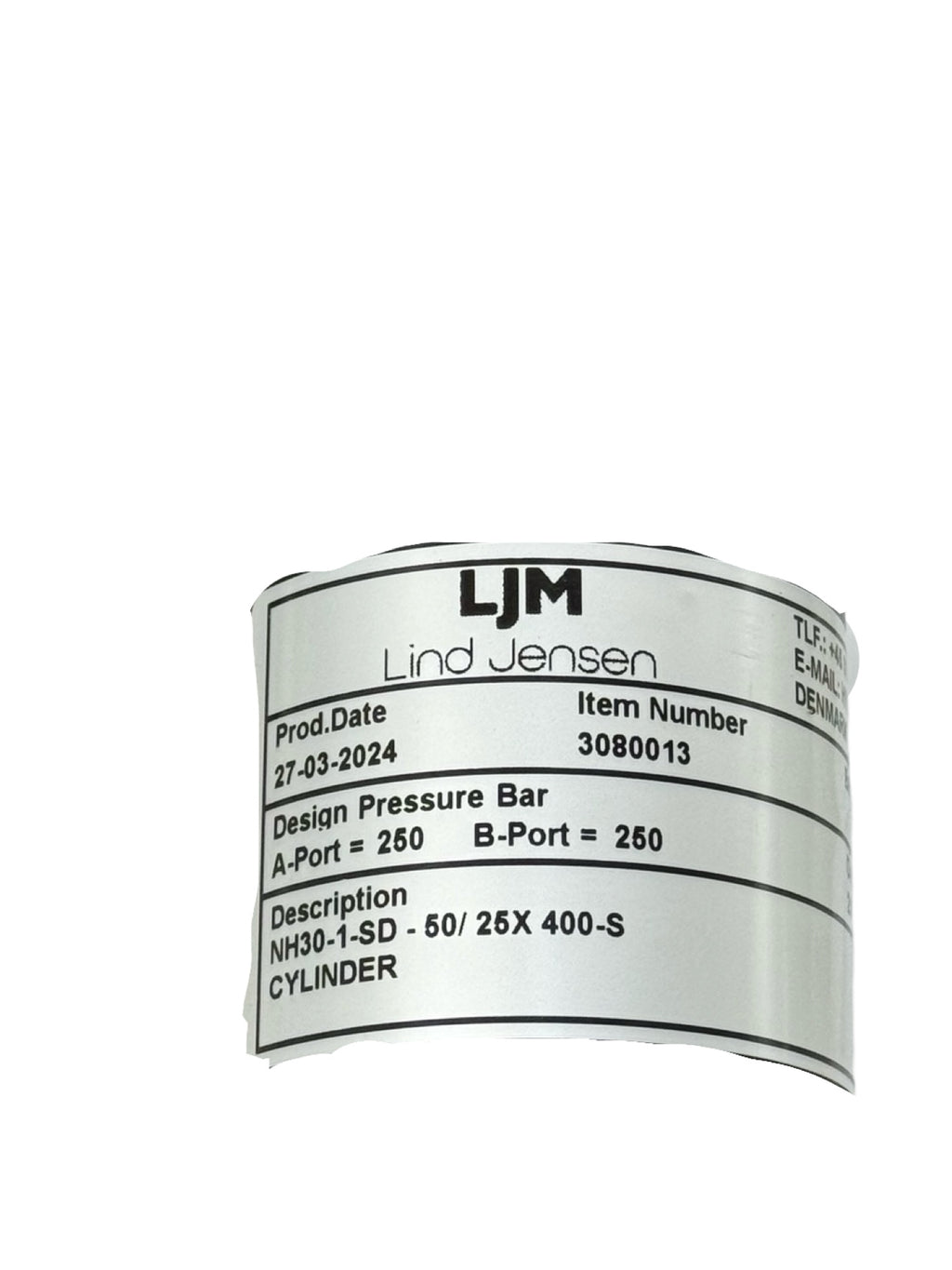 LJM Lind Jensen 3080013 Hydraulikzylinder NH30-1-SD 50/25x400-S 250bar