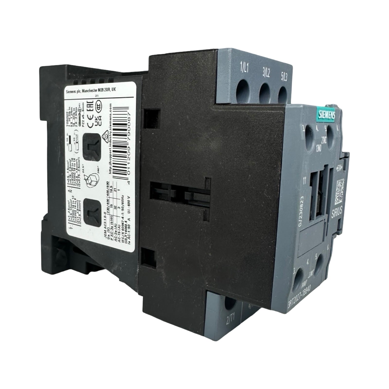 Siemens SIRIUS 3RT2027-1BB40 Leistungsschütz 24V DC 3-polig 12,5kW