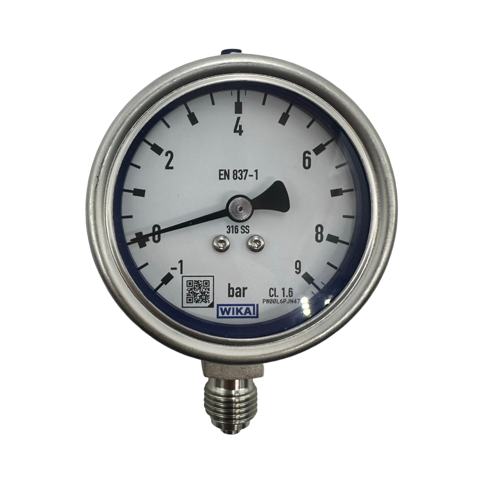 WIKA 232.50.063 Manometer -1 bis 9 bar G1/4 Edelstahl 316 Druckmesser
