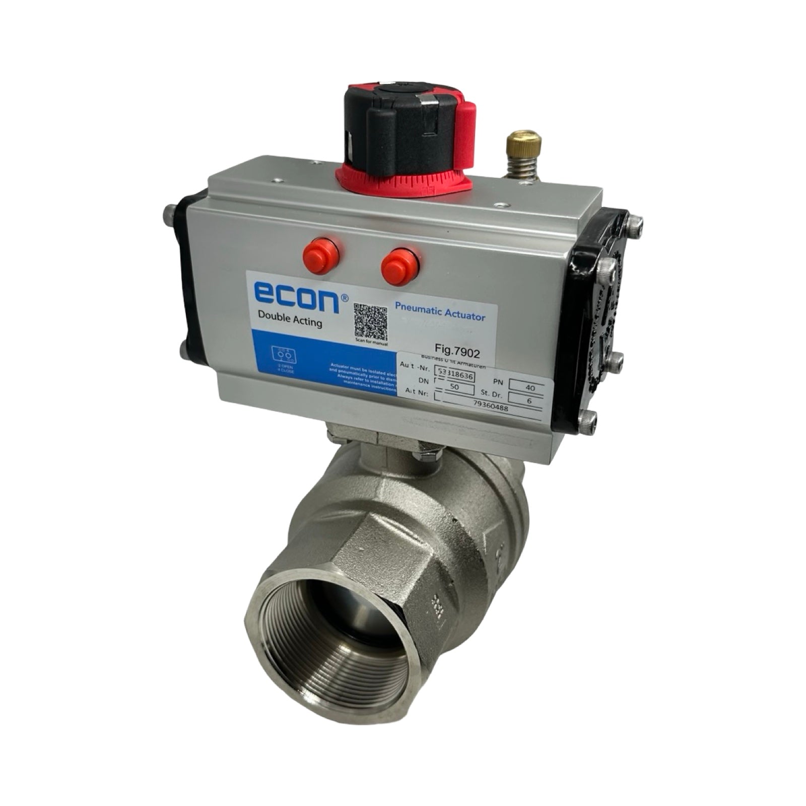 ECON Fig.7902 DN50 Kugelhahn Pneumatikventil Edelstahl 2” Antrieb 24V DC Ventil