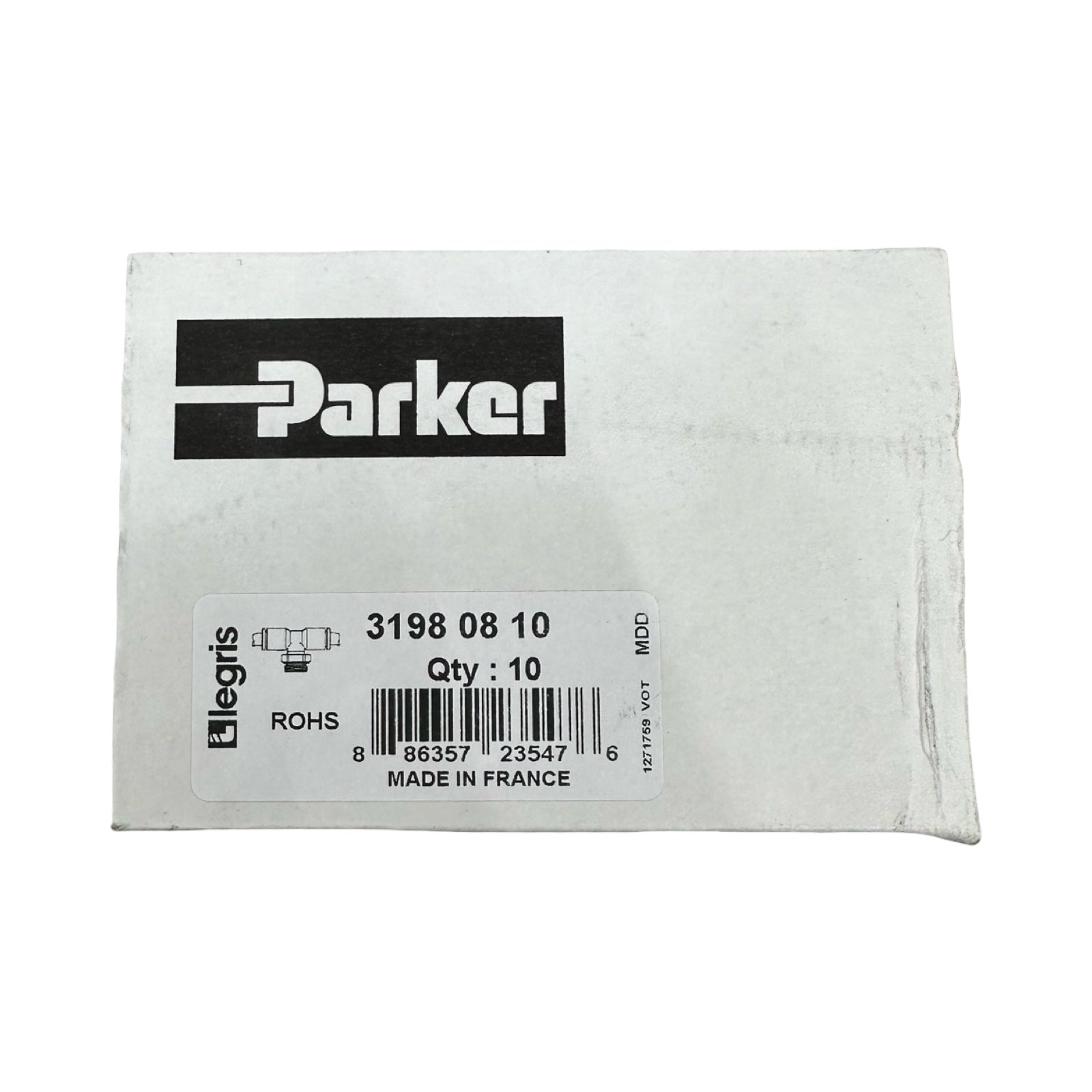 10x Parker Legris 31980810 Pneumatik T-Steckverschraubung Einschraubfitting