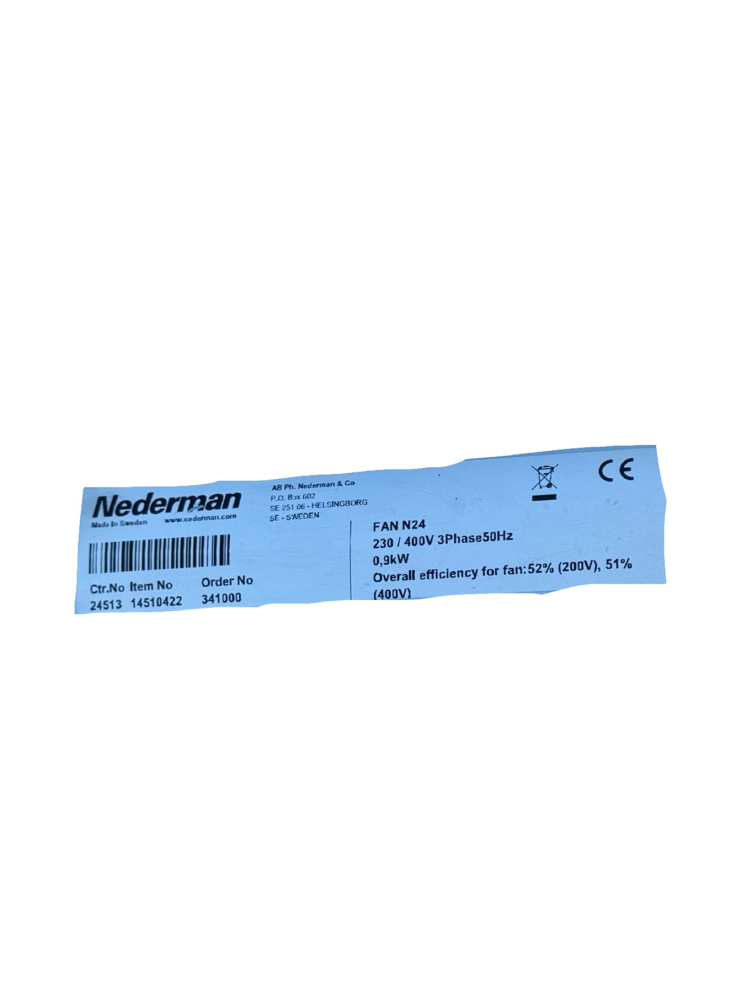 Nederman FAN N24 Absauggebläse 0,9kW 230/400V Radialventilator IE3