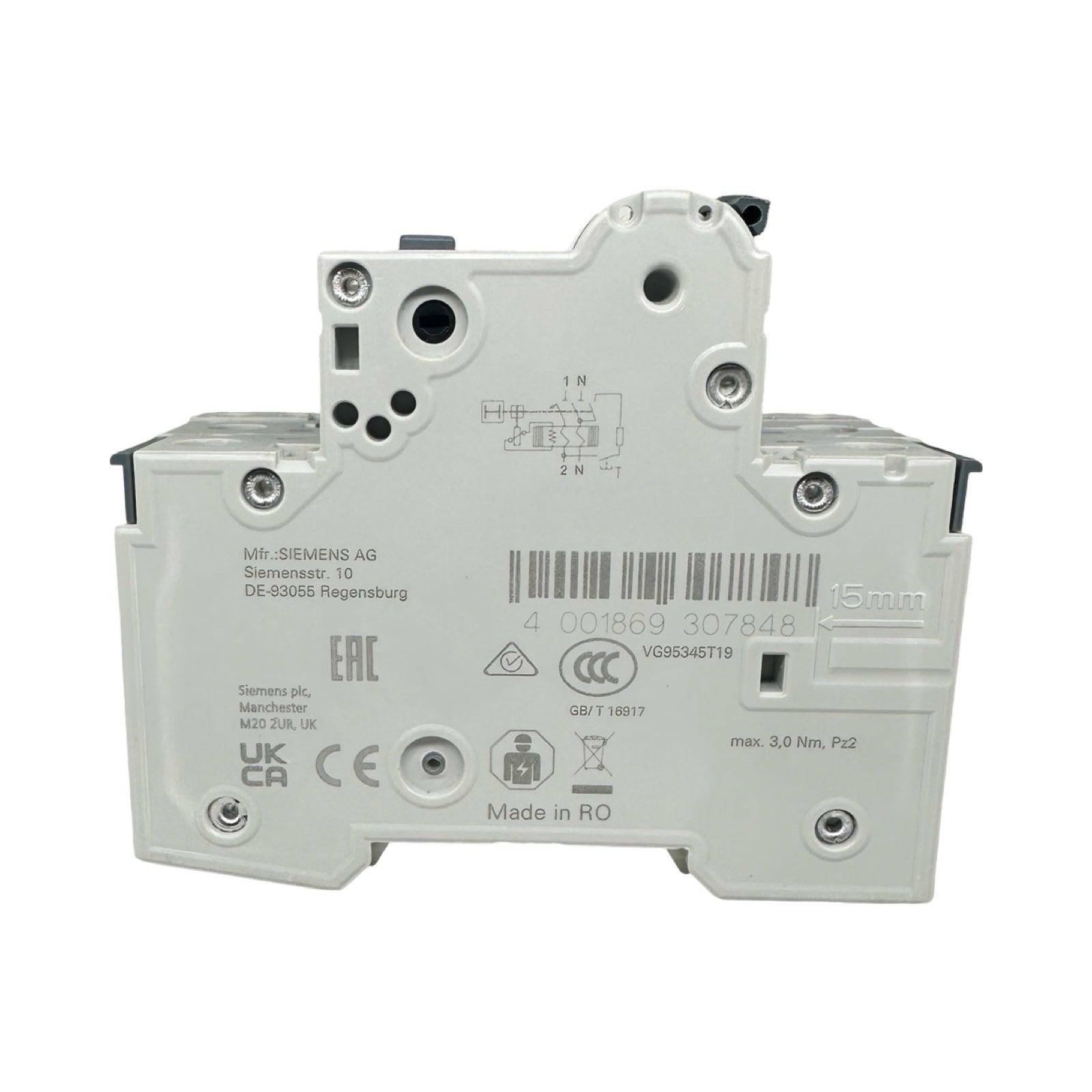 2x Siemens 5SU1354-7KK16 FI/LS Schalter C16 30mA RCBO + 5ST3010 Hilfsschalter