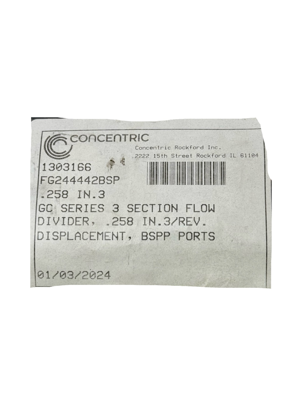 Concentric FG244442BSP Durchflussverteiler 1303166 3-fach Flow Divider