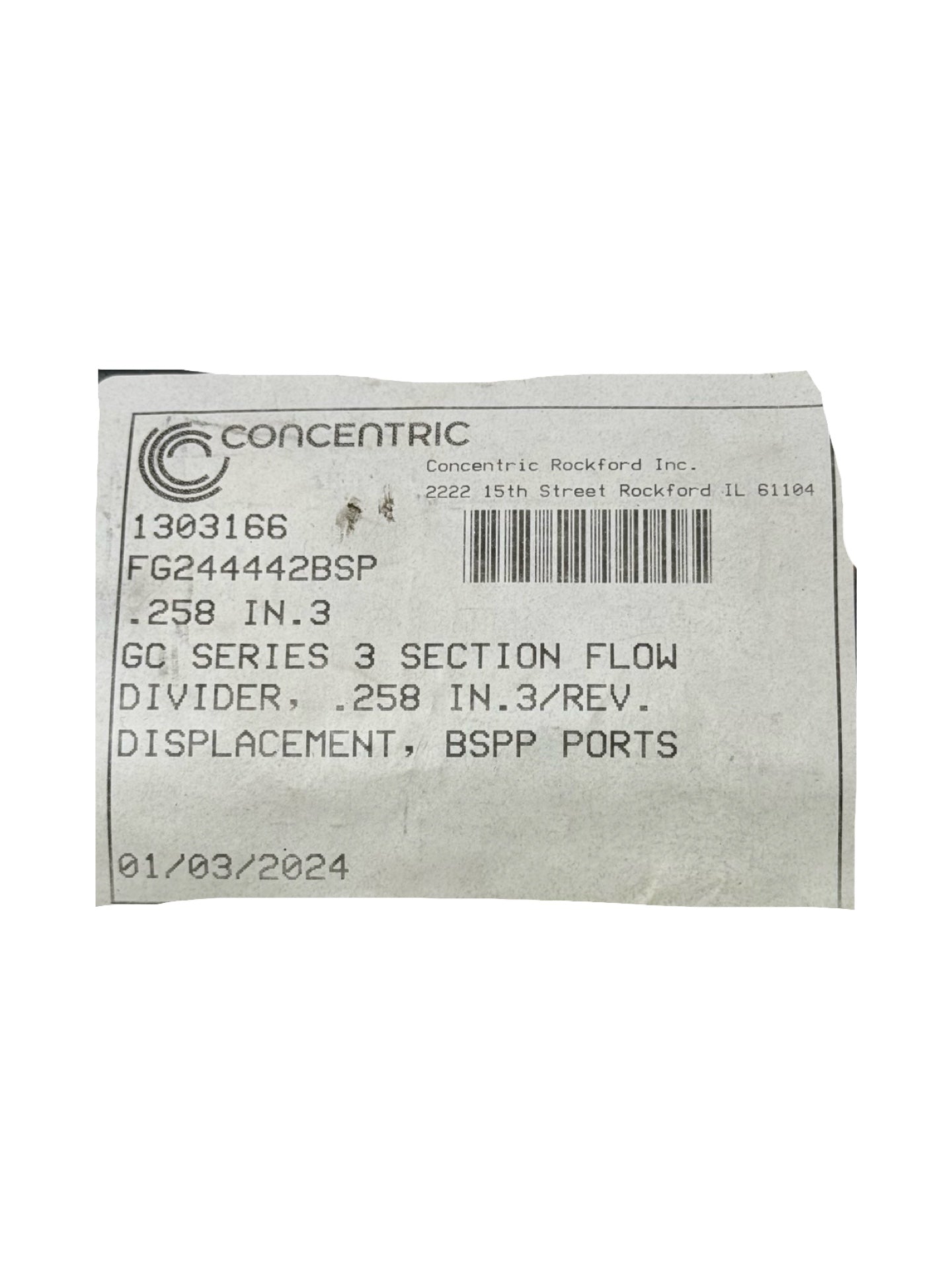 Concentric FG244442BSP Durchflussverteiler 1303166 3-fach Flow Divider