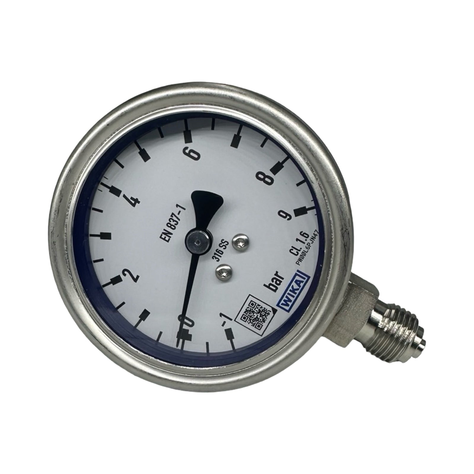 WIKA 232.50.063 Manometer -1 bis 9 bar G1/4 Edelstahl 316 Druckmesser