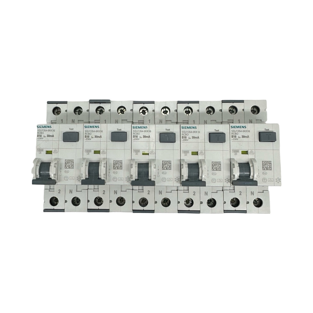 5x Siemens 5SU1354-6KK16 RCBO FI/LS B16 30mA 230V Leitungsschutzschalter 5x