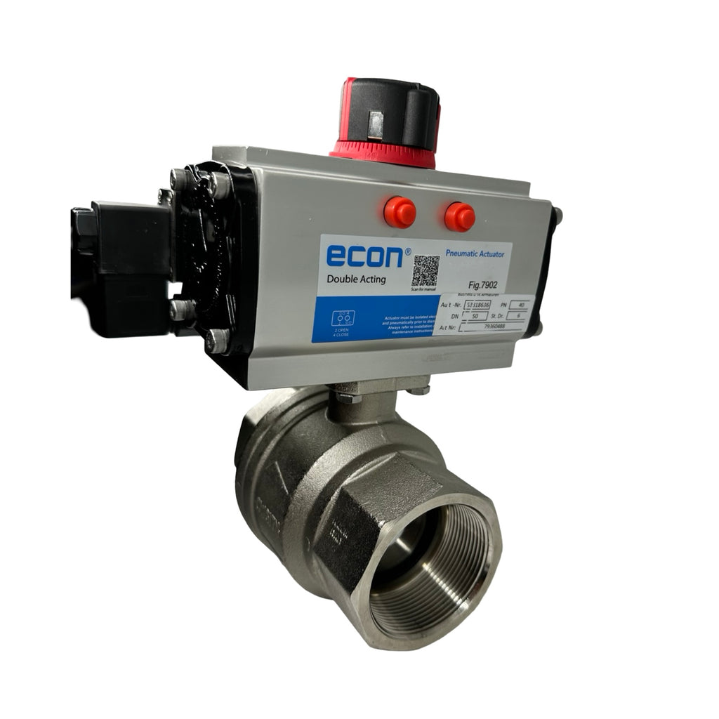 ECON Fig.7902 DN50 Kugelhahn Pneumatikventil Edelstahl 2” Antrieb 24V DC Ventil