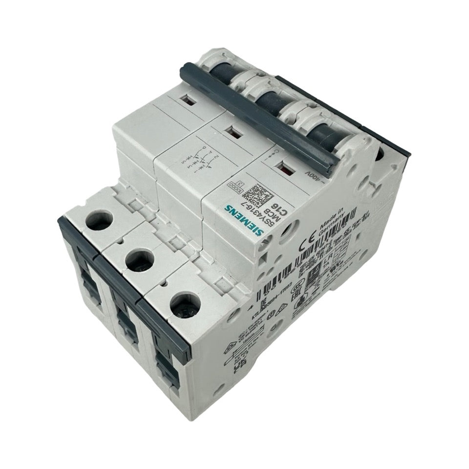 2x Siemens 5SY4316-7 C16 & 5SY4306-6 B6 Leitungsschutzschalter 3-polig