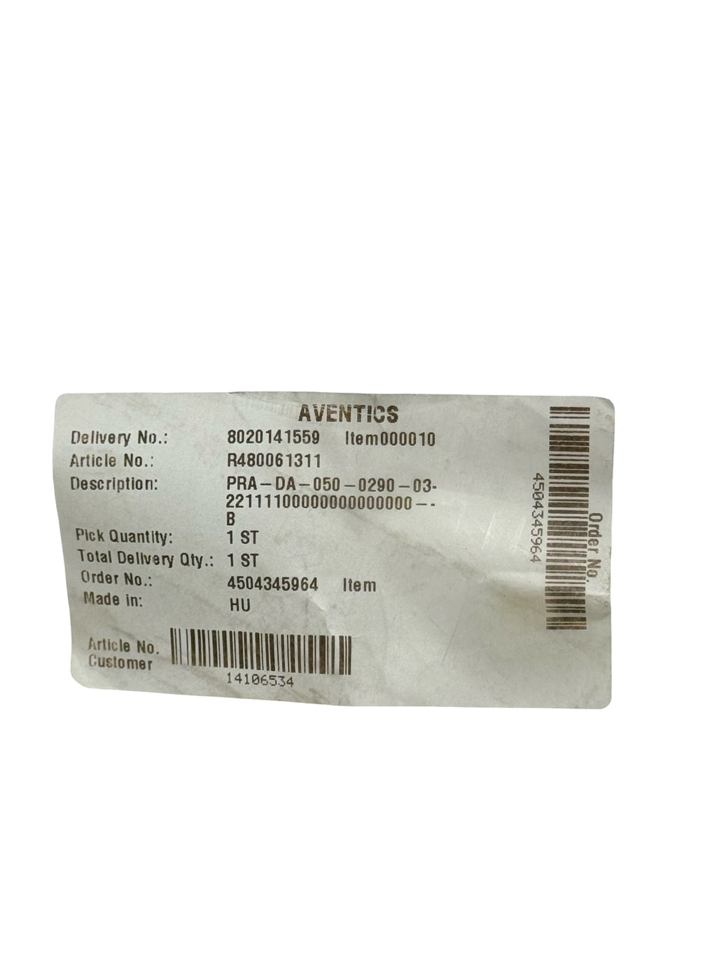 Aventics PRA-DA-050-0290-03 Pneumatikzylinder Ø50 Hub 290mm 10bar