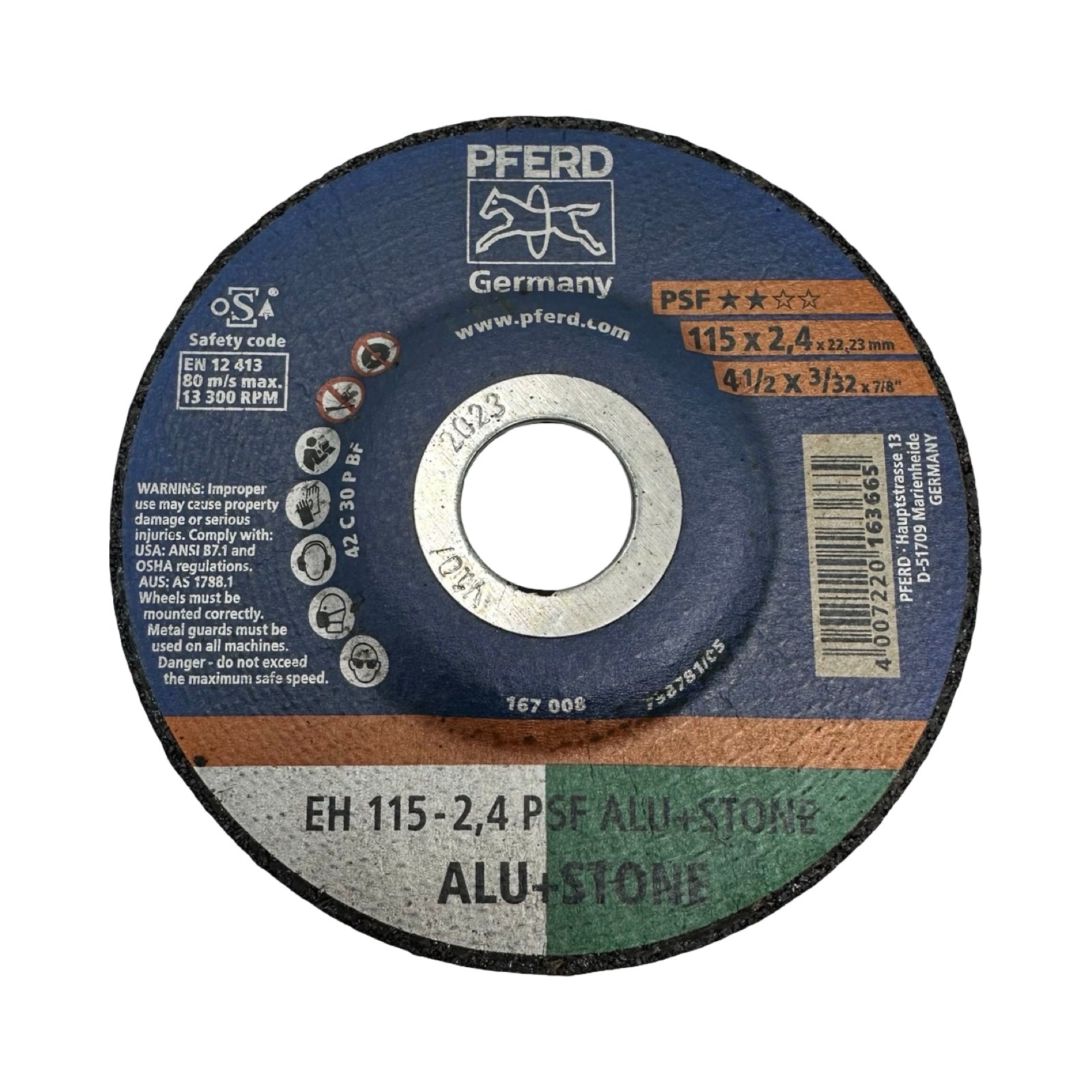 21x PFERD Trennscheibe EH115-2,4 PSF Alu Stone 115x2,4mm 22,23mm