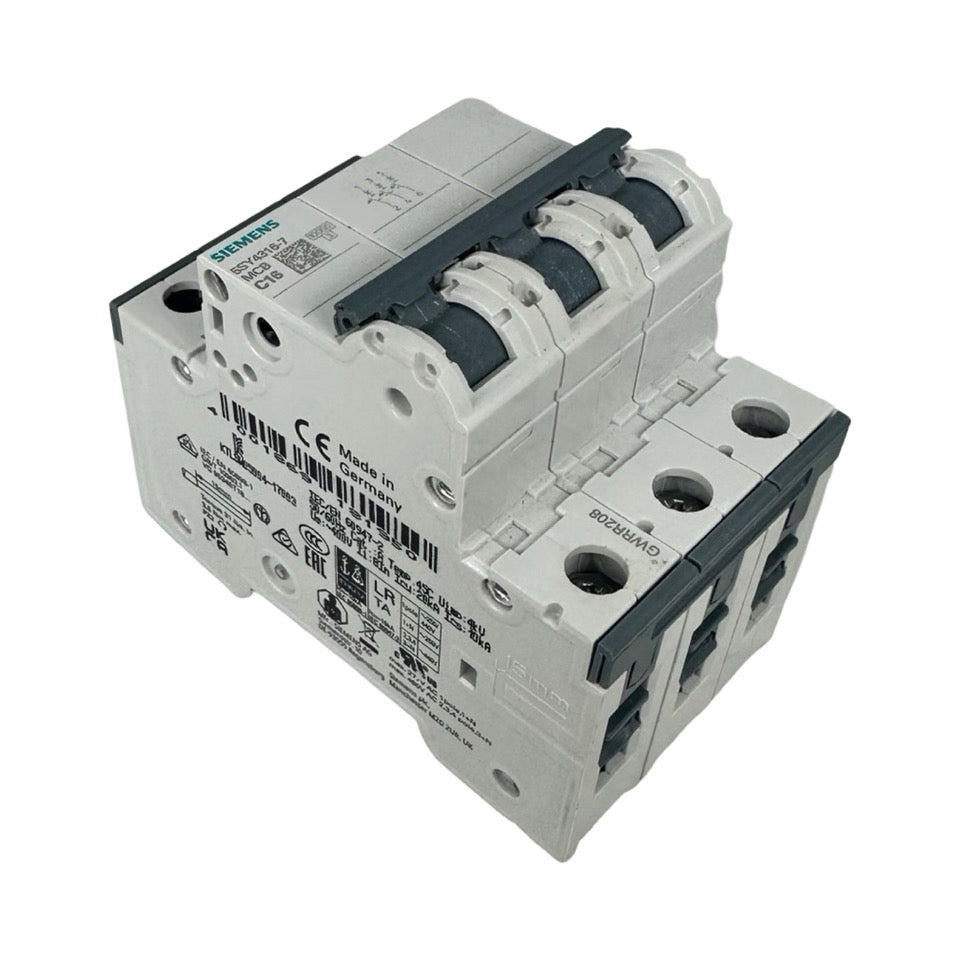 2x Siemens 5SY4316-7 C16 & 5SY4306-6 B6 Leitungsschutzschalter 3-polig