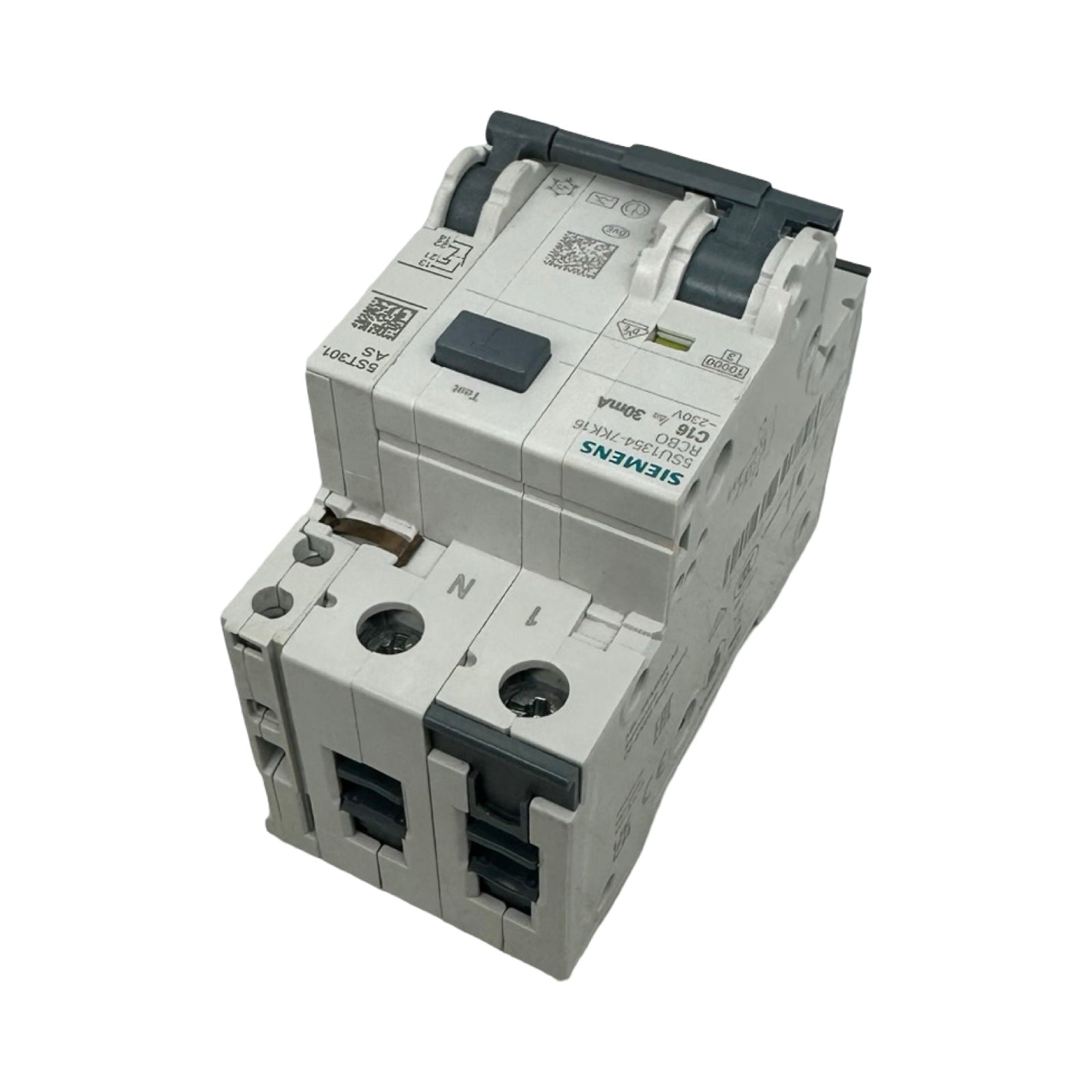 2x Siemens 5SU1354-7KK16 FI/LS Schalter C16 30mA RCBO + 5ST3010 Hilfsschalter
