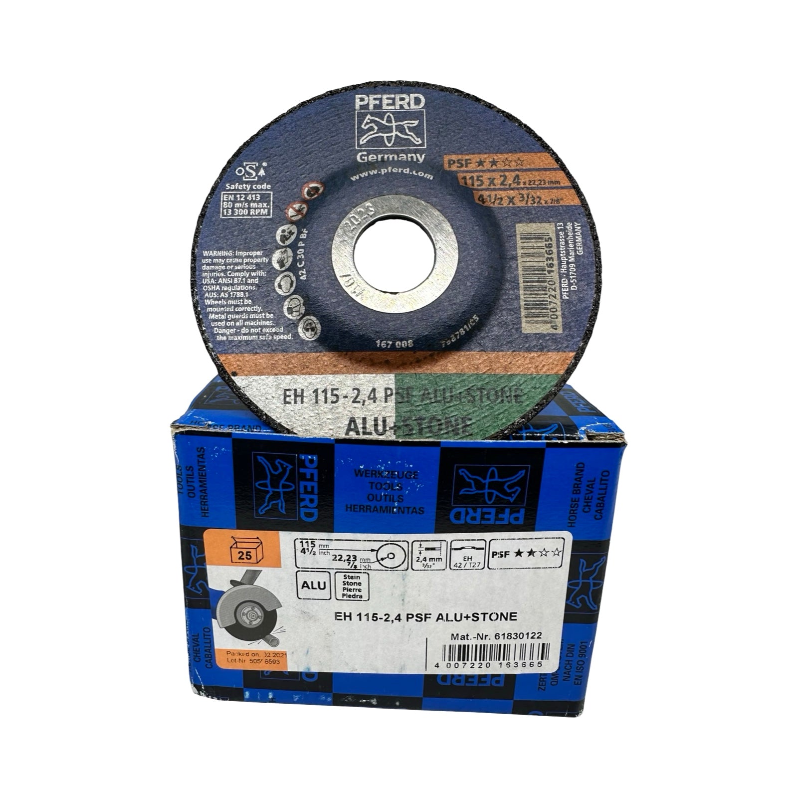 21x PFERD Trennscheibe EH115-2,4 PSF Alu Stone 115x2,4mm 22,23mm