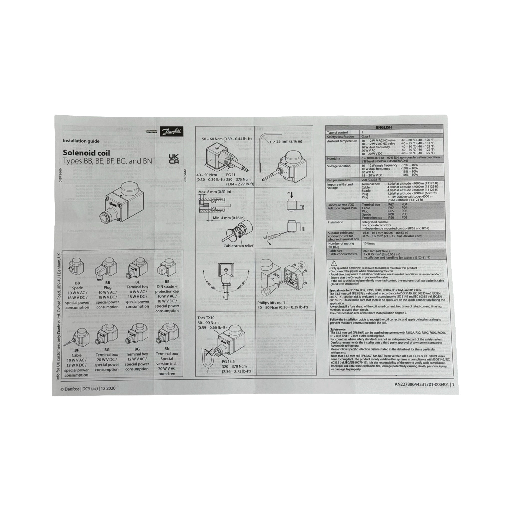 Danfoss Magnetspule 018F6757 BE024DS 24V DC 16W IP67 Anschlussbox
