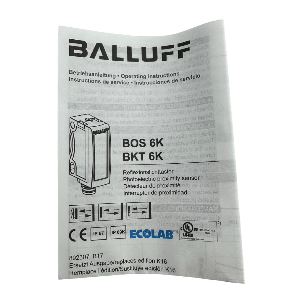 Balluff BOS01L1 BOS 6K-NU-RH10-02 Lichttaster Sensor Kabel 10-30V